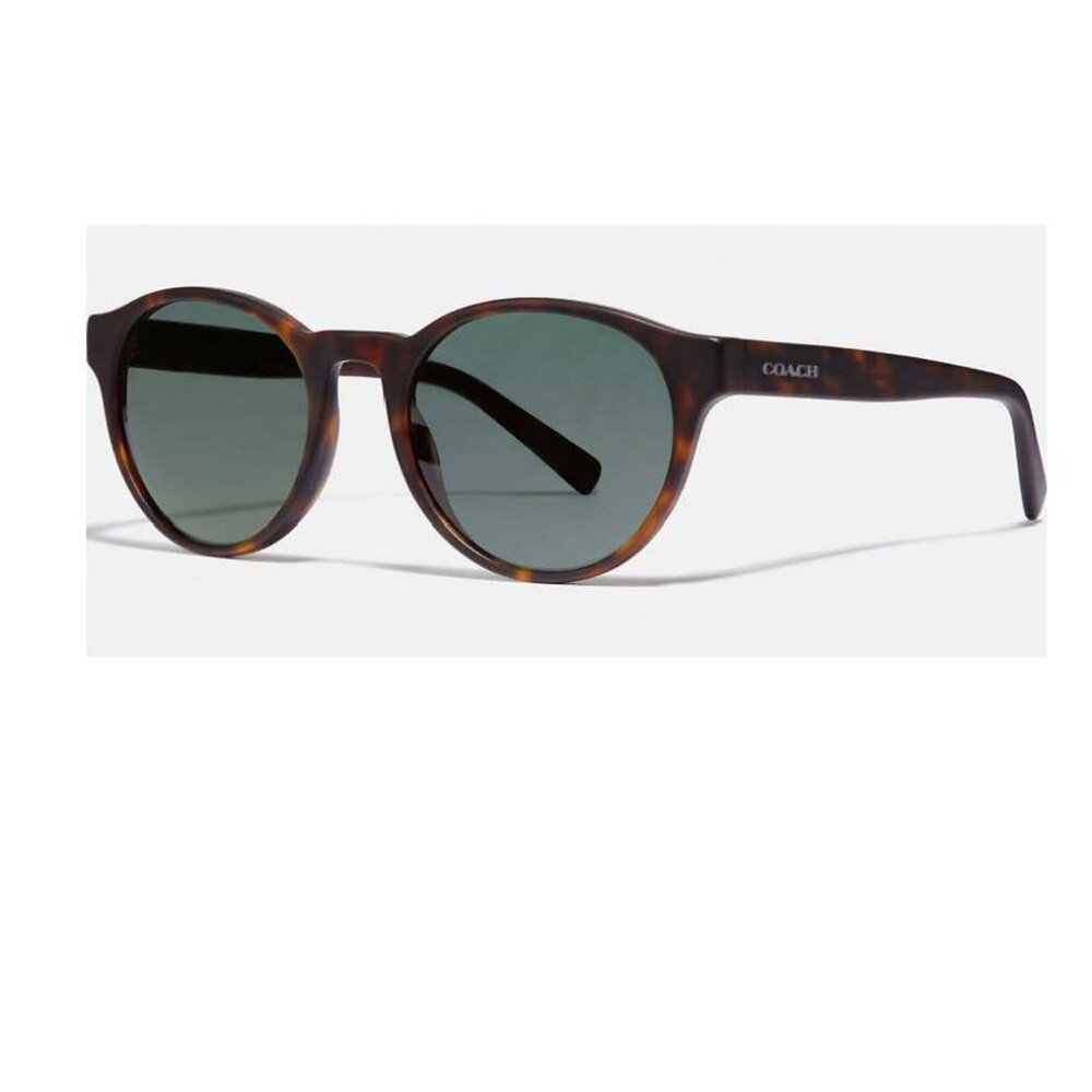 New Coach Wythe Round Sunglasses Style L1095 Matte Dark Tortoise W/Leather Case